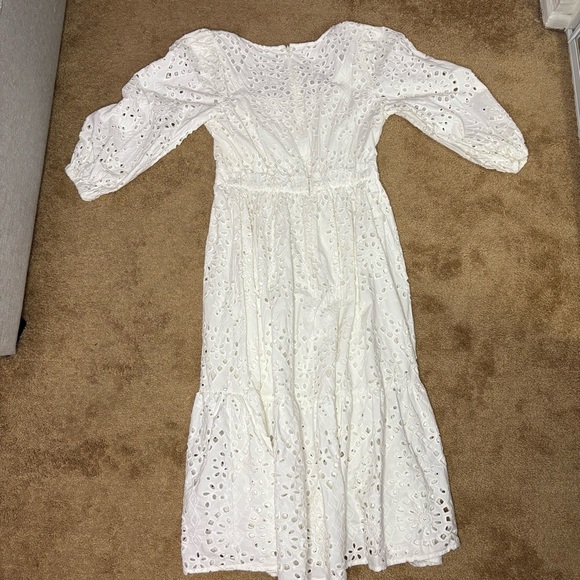 Nordstrom Women’s Medium White Eyelet Tiered Dress Bridal 100% Cotton Midi - Picture 10 of 10